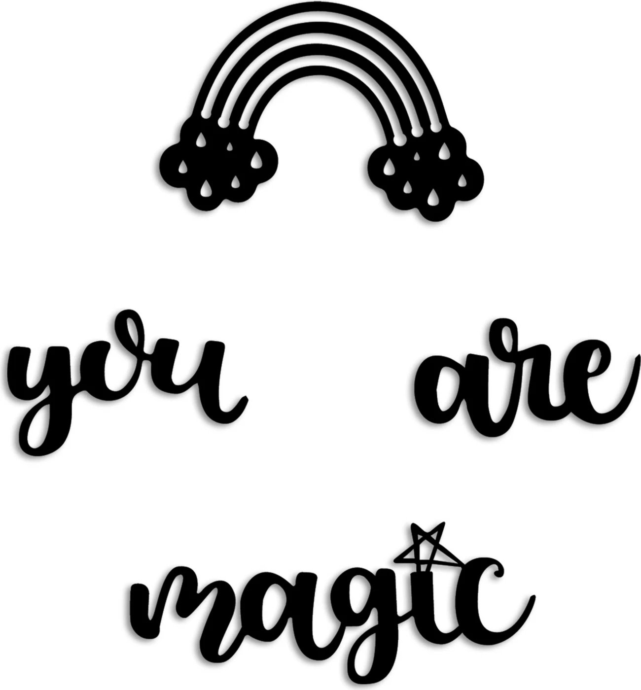 Aksesor dekorativ metalik për mur, Wallity, you are magic, set