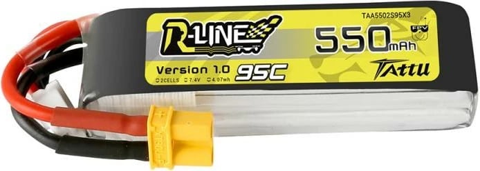 Bateri Tattu R-Line 550mAh 7.4V 95C 2S1P XT30