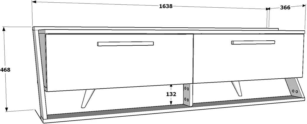 Komodë TV Skye Decor, Astrid, e bardhë dhe e zezë