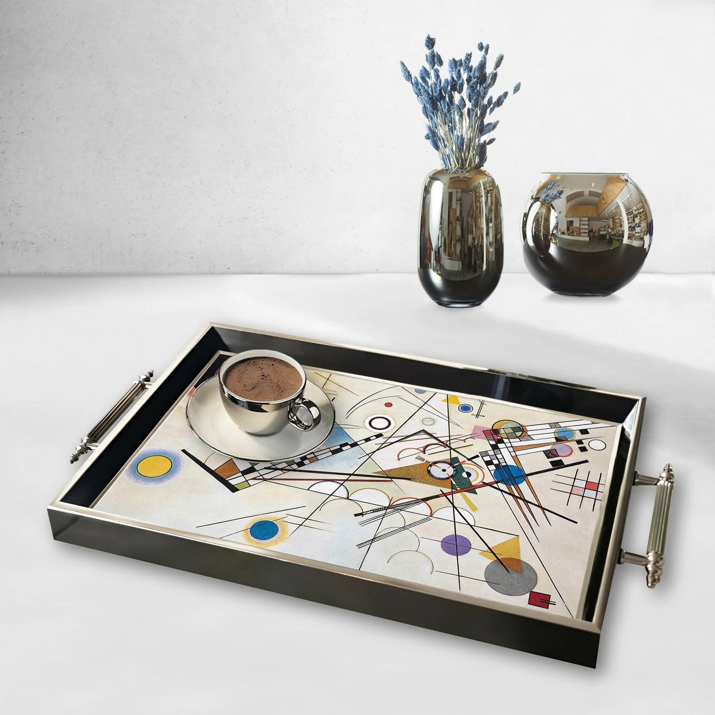 Tabaka prej qelqi, dizajn Aberto, TPG9939, shumëngjyrëshe, 50x29x3.5cm