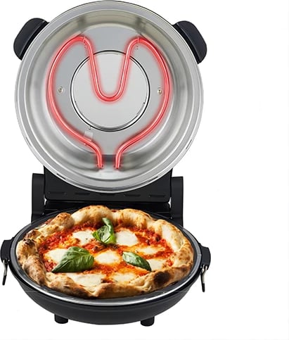 Furrë elektrike për pizza, Adler AD 6314, 1200W, gur qeramik, diametër pizza 12" (31.5 cm), timer 5–15 min, 5 nivele temperature, e zezë mat