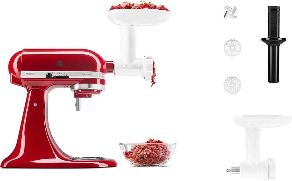 Set aksesorësh KitchenAid 5KSM2FPPC, 3 pjesë, për mikser, kuqe