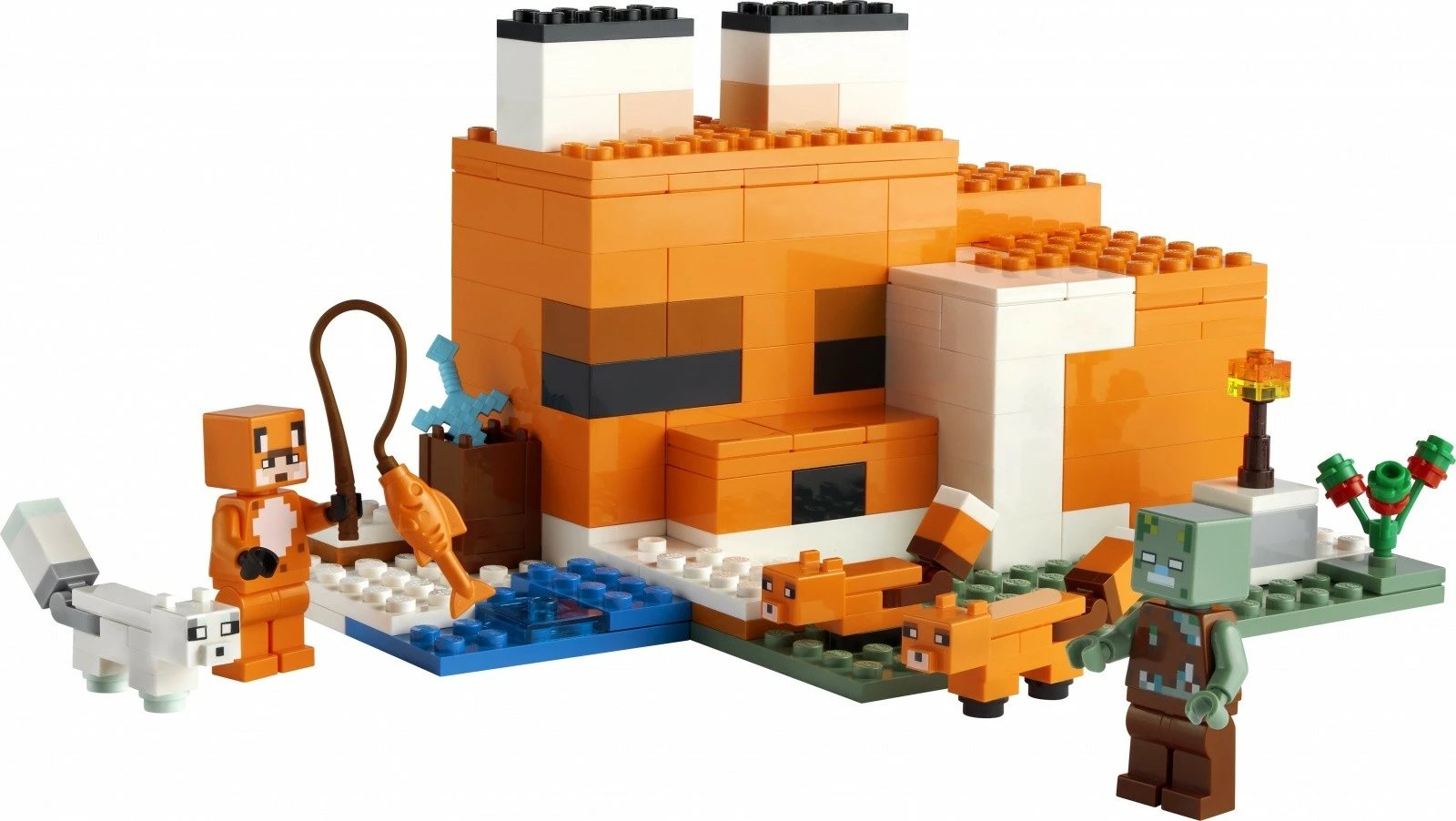 Set LEGO Minecraft Fox Den 21178, 193 pjesë, për fëmijë 8+, portokalli Set LEGO Minecraft Fox Den 21178, 193 pjesë, për fëmijë 8+, portokalli
