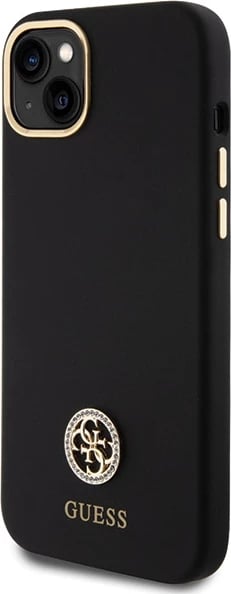 Mbështjellës Guess Silicone Logo Strass 4G për iPhone 15 Plus / 14 Plus 6.7", Zi