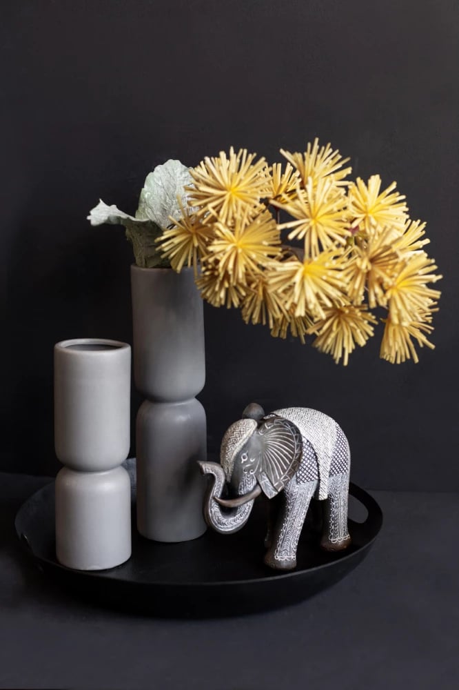 Vazo TERRA, qeramike, ngjyrë gri, 9x9x33cm