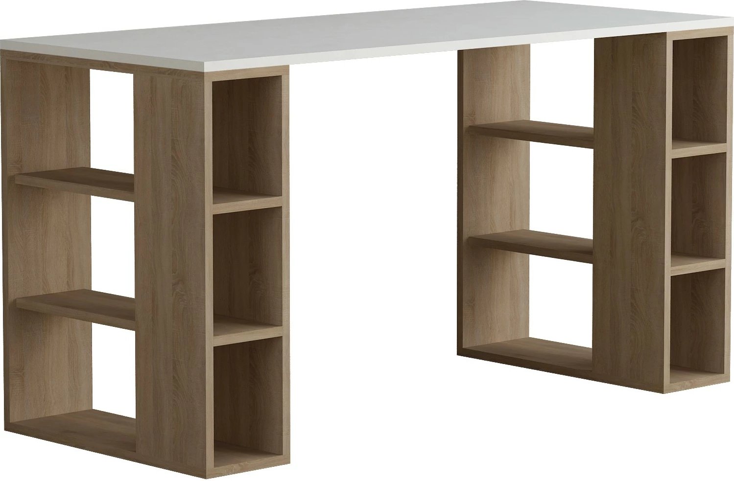 Tavolinë pune/studimi, ngjyrë e bardhë dhe lis, Skye Decor Colmar