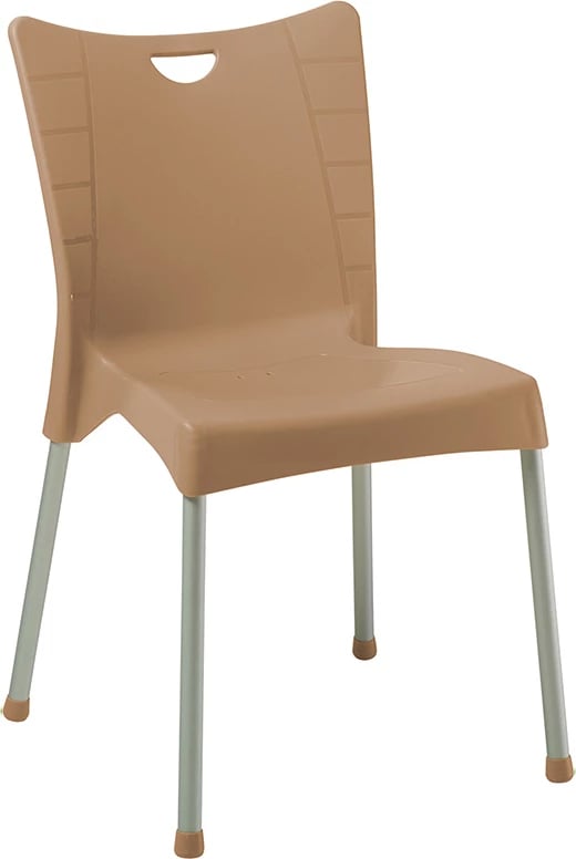 Karrige Crafted PP ngjyrë kapuçino - këmbë alumini