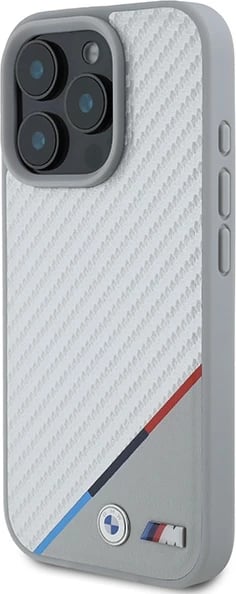 Mbështjellës BMW M Carbon Tricolor Line MagSafe për iPhone 16 Pro, Gri
