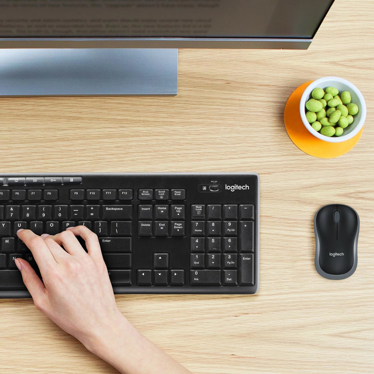 Kombo wireless Logitech MK270, Full-size (100%), USB, QWERTY, Maus i përfshirë, E zezë