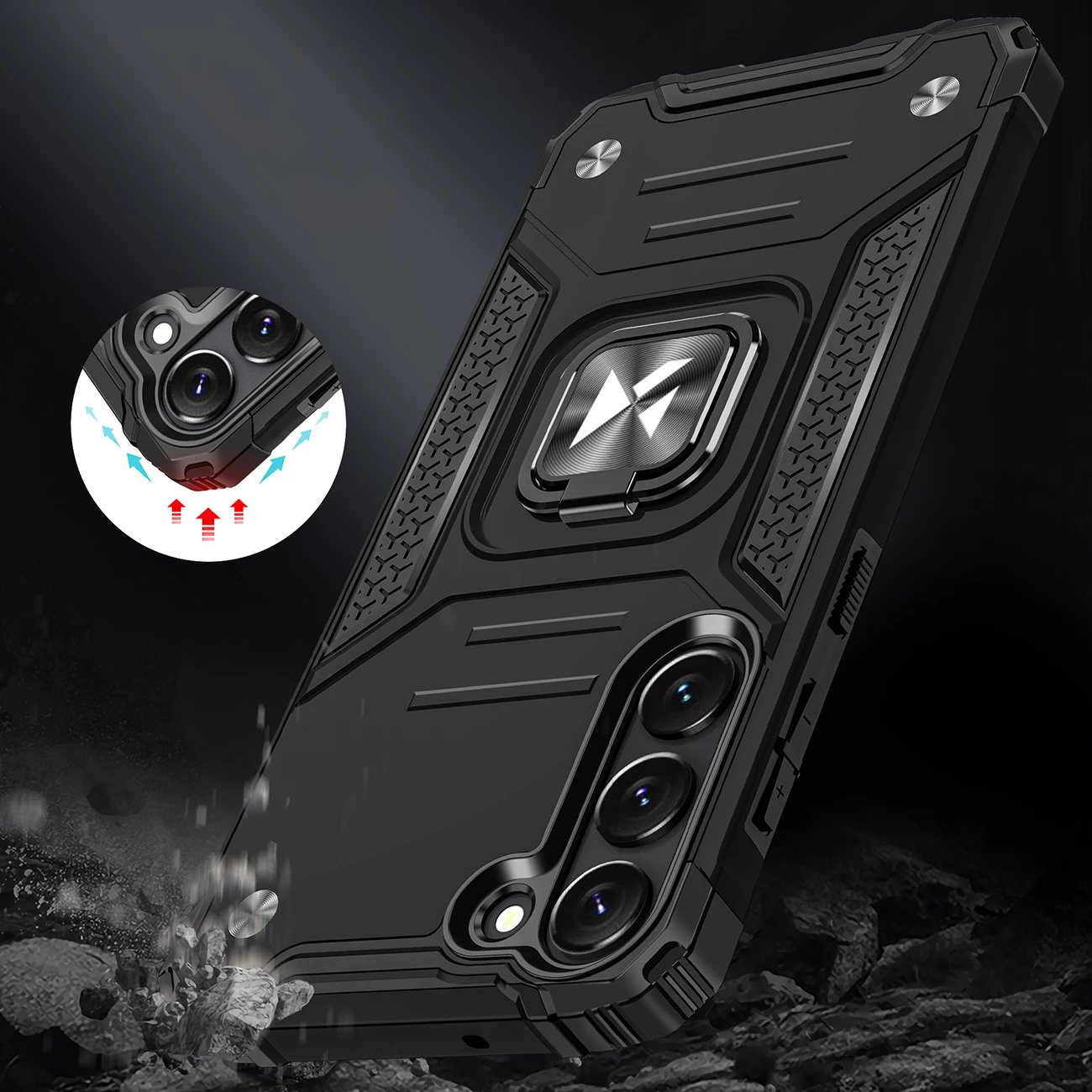 Mbështjellës Wozinsky Ring Armor për Samsung Galaxy S23, me mbajtëse unaze, i zi Mbështjellës Wozinsky Ring Armor për Samsung Galaxy S23, me mbajtëse unaze, i zi