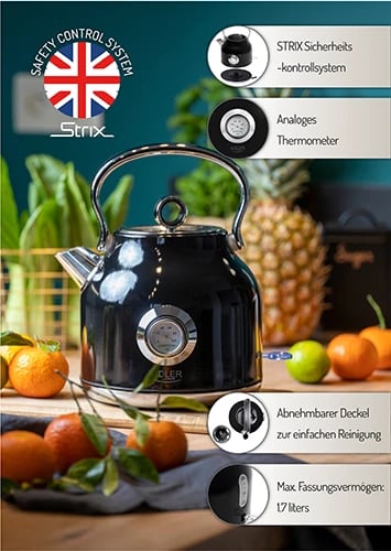 Çajnik elektrik, Adler, AD 1346, termometër analog, STRIX, 1.7L, i zi