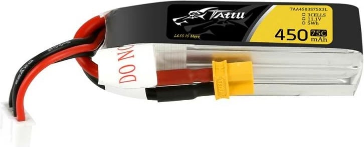 Bateri LiPo Tattu 450mAh 11.1V 75C 3S1P me lidhës XT30