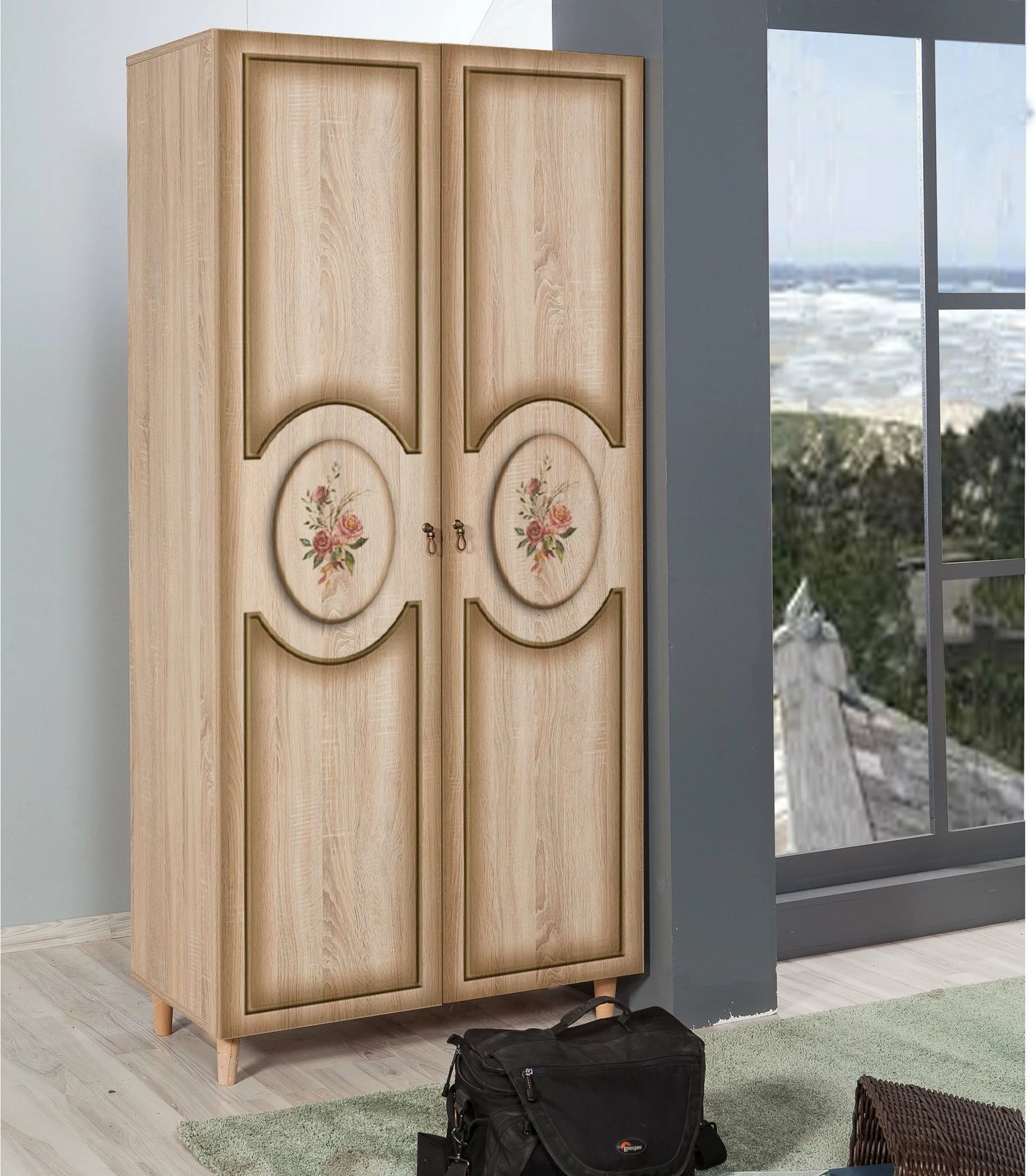 Dollap Hanah Home, stil modern, ngjyrë lisi sonoma, 90x192x52cm