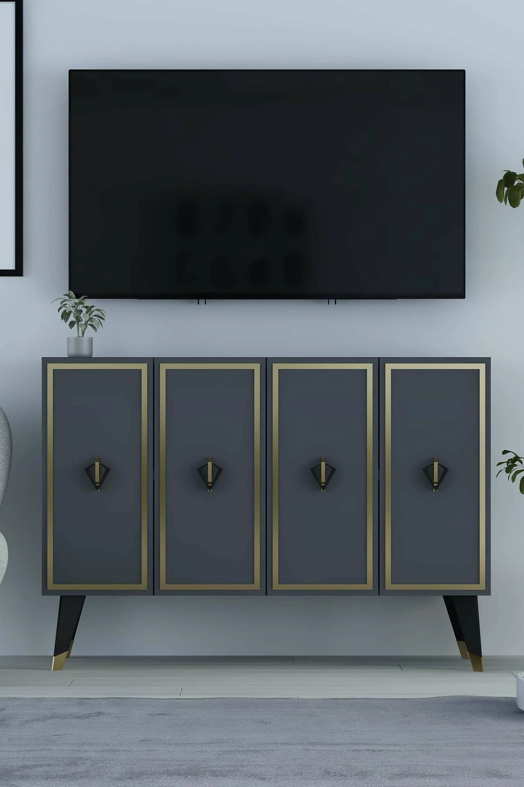 Konsol Skye Decor, anthracite, e zezë, e artë, 8176KM-32