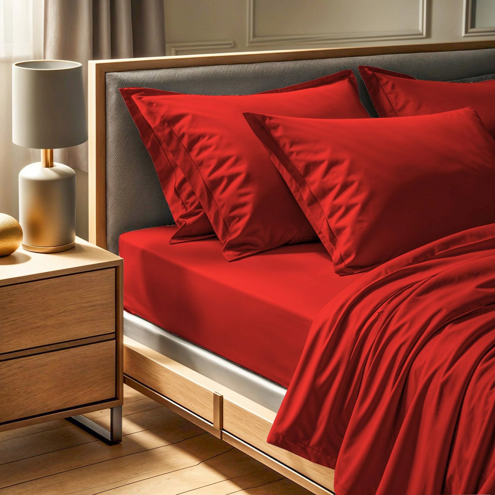 Çarçaf i vetëm ranforce, ngjyrë e kuqe, L'essentiel, Tonne Orage - Rock