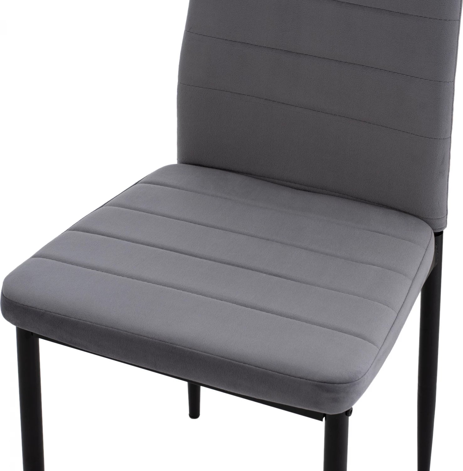 Karrige metalike FH0037.31, kadife gri, me kornizë metalike, set prej 4 copash