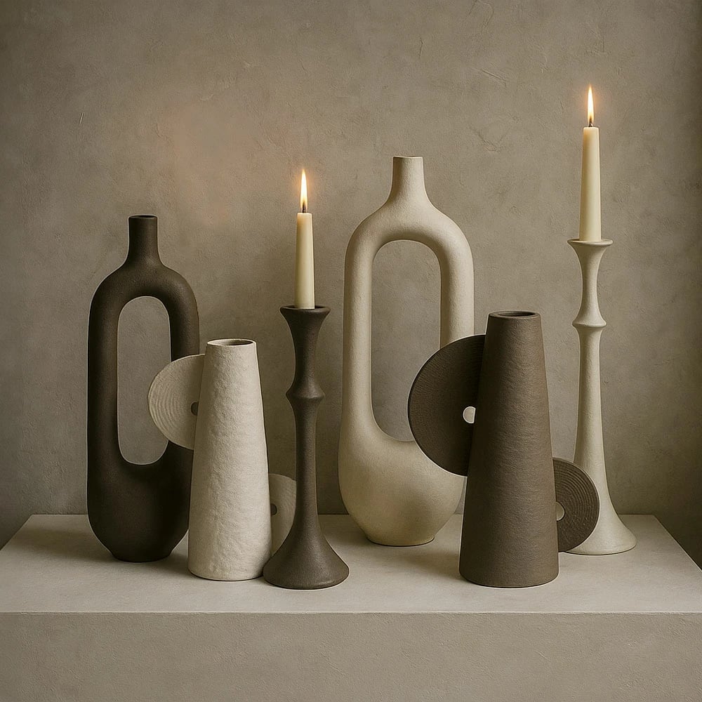 Vazo dekorative Finton, alumin, ngjyrë balte, 26x13x40cm