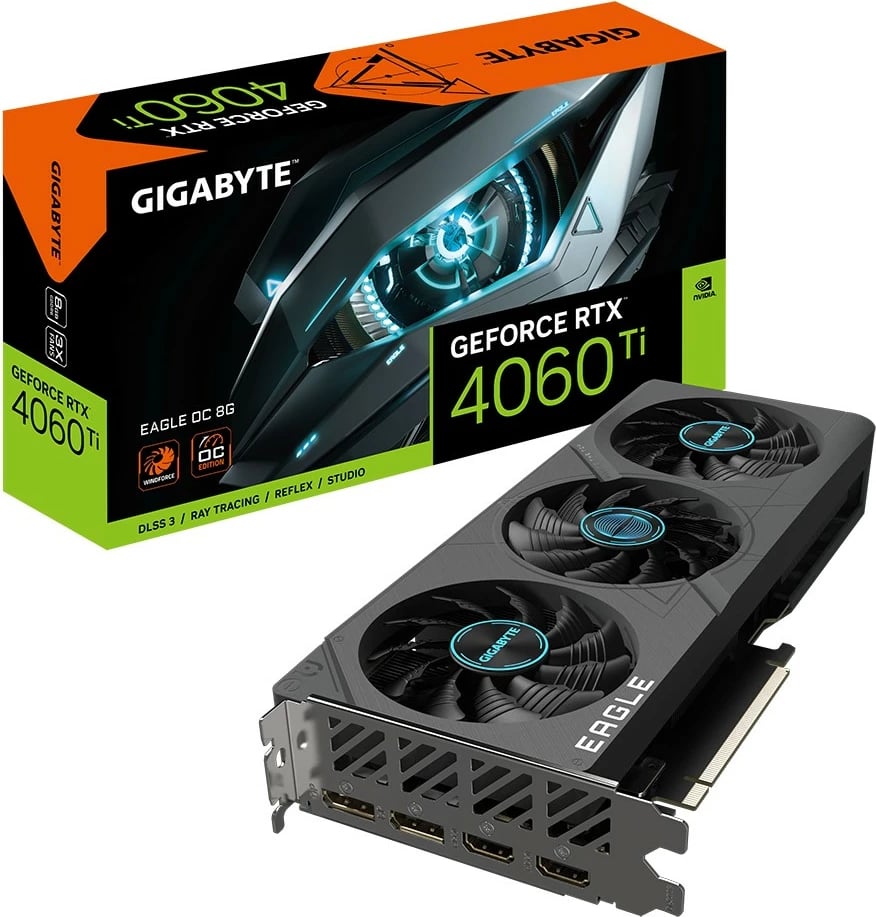 Kartelë grafike Gigabyte EAGLE GeForce RTX 4060 Ti OC 8G, 8 GB, GDDR6, PCI Express 4.0, e zezë
