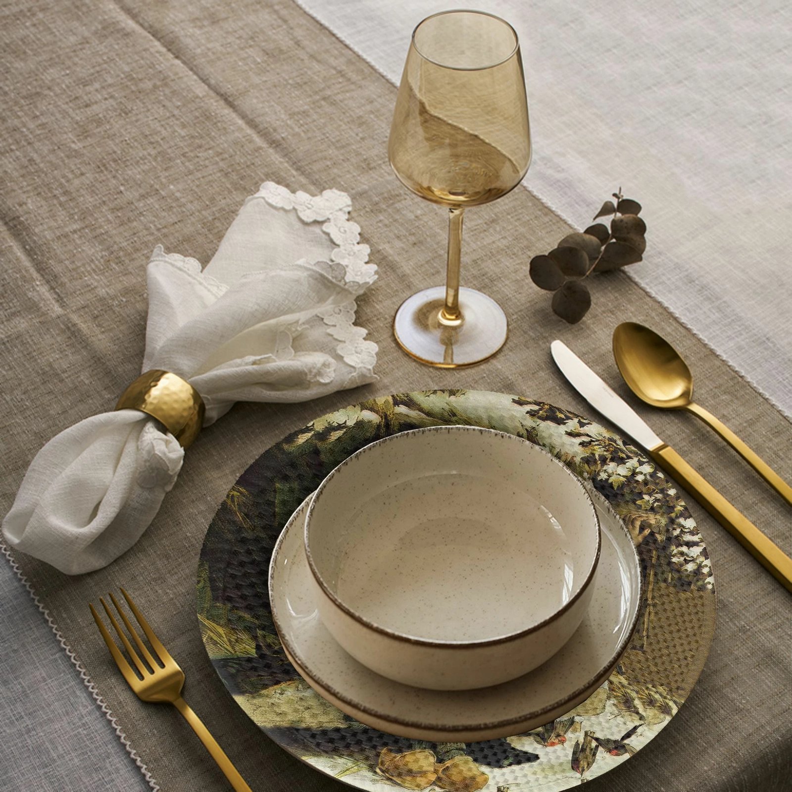 Set 4 copë mbulesa tavoline Hermia Concept, shumëngjyrëshe, 37cm