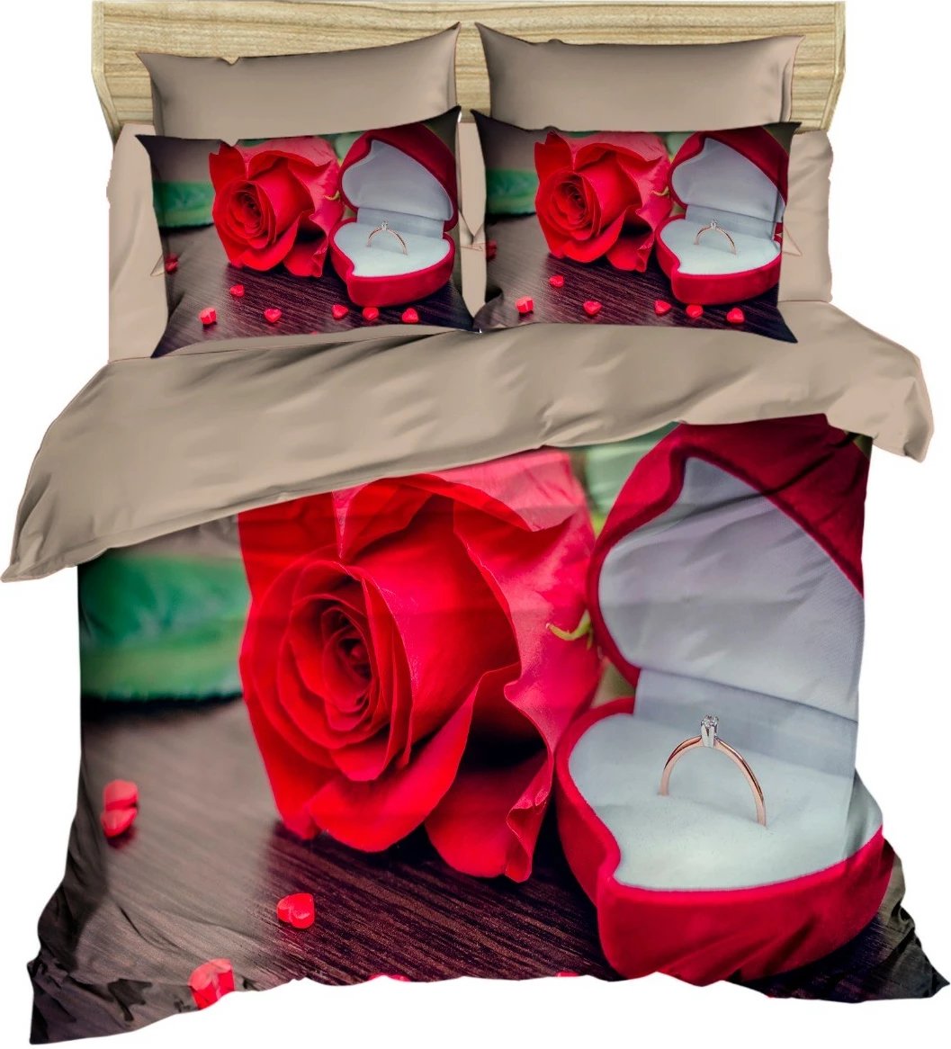 Set mbulesë për jorgan king size, L'essentiel, ngjyrë e kuqe, bezhë, e gjelbër, 202