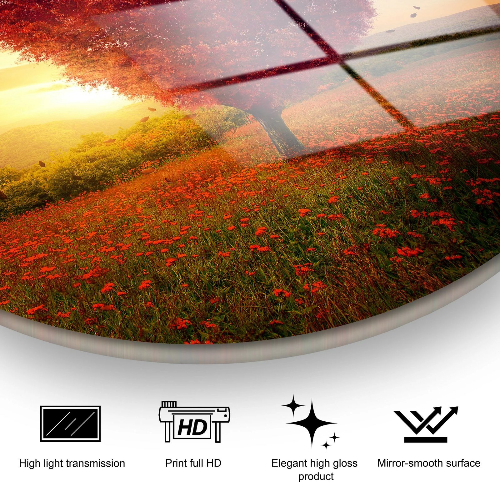 Pikturë dekorative prej xhami të temperuar, shumëngjyrëshe, UV-1147, 30cm