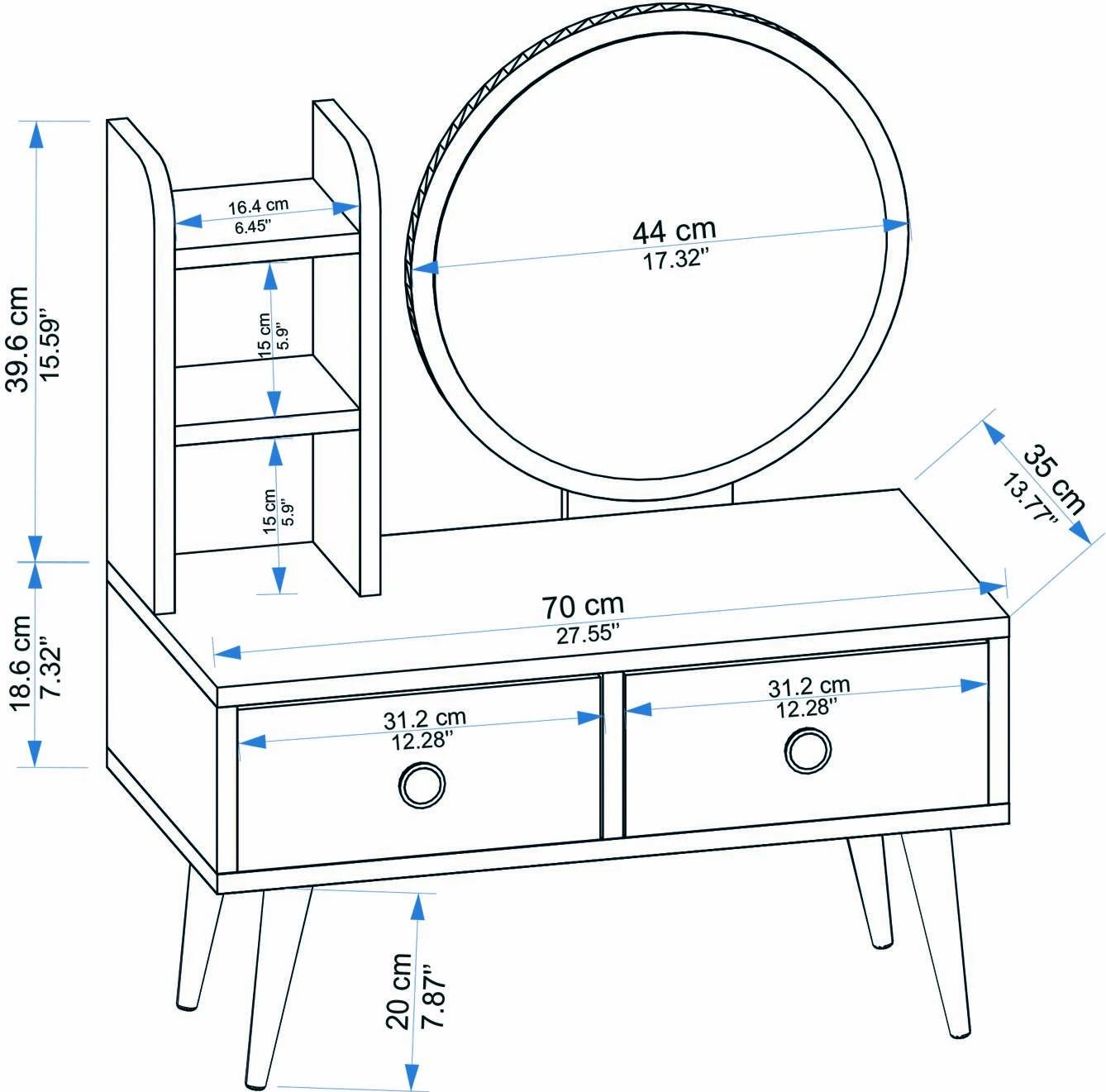 Tavolinë grimi Hanah Home Cindy, e bardhë dhe safir