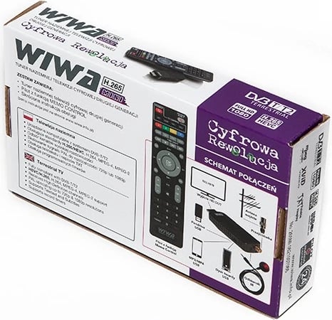 Tuner digjital Wiwa H.265 MINI, DVB-T2, Full HD, me telekomandë, i zi