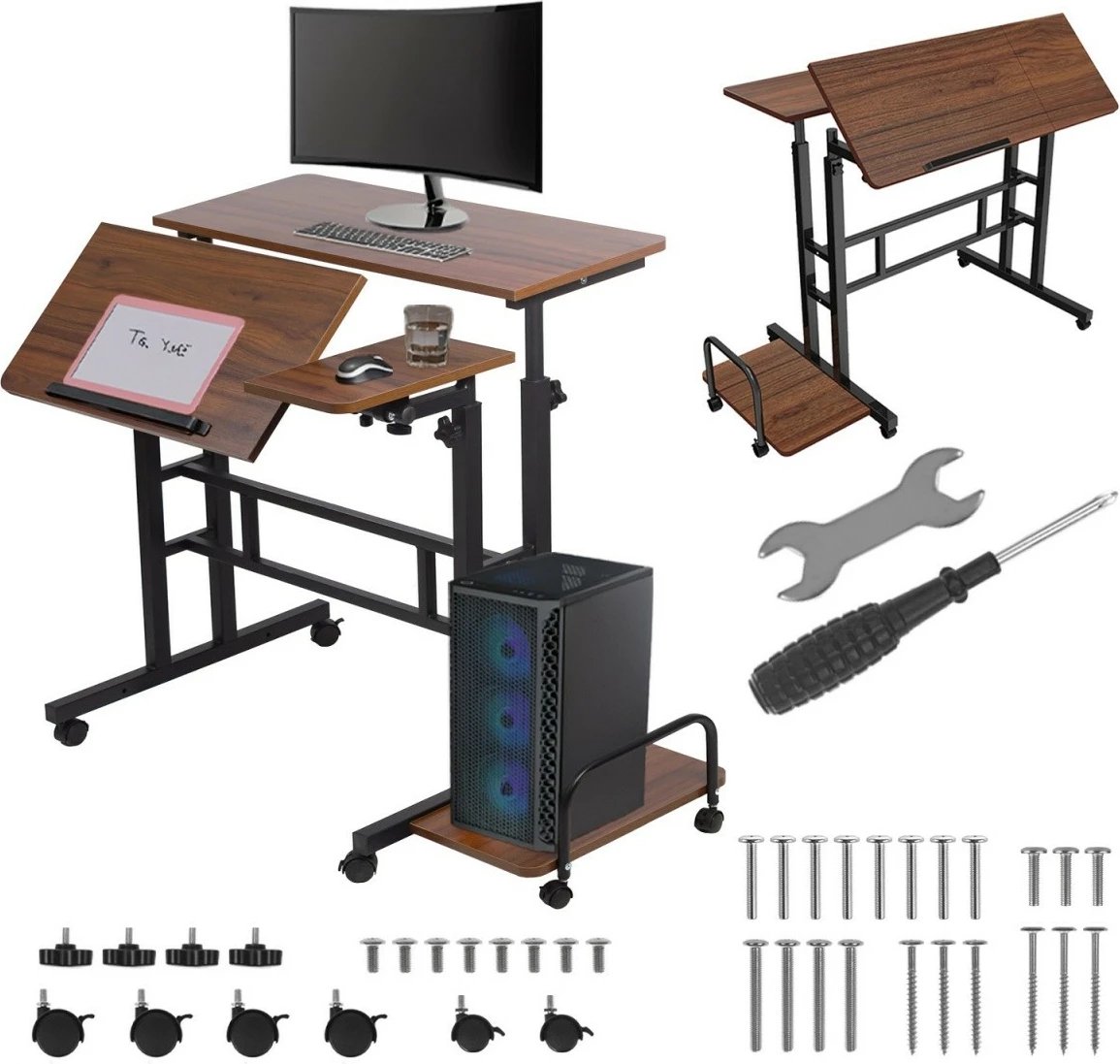 tavolinë mobile me rregullim lartësie, Maclean, MC-124 B, 80x60 cm, lartësia 67–115 cm, ngarkesa max 50 kg, e zezë