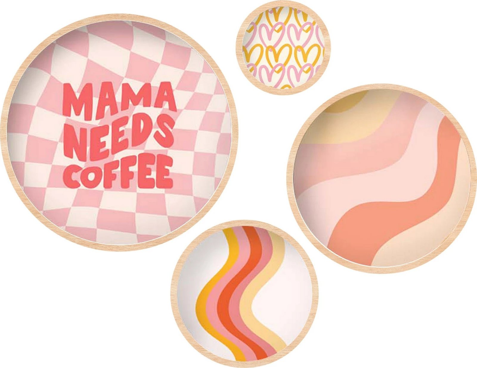 Set pikturash dekorative me kornizë MDF, 4 copë, Wallity, Huhu296