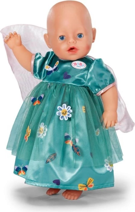 Fustan zanash për kukull, Baby Born (Zapf), 871713-116725, për kukulla 43 cm, me krahë, ngjyrë smerald