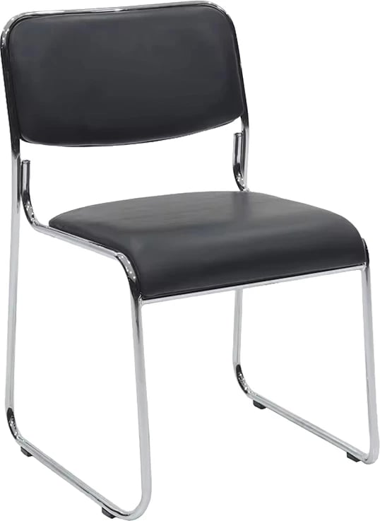 Karrige për mysafirë, e grumbullueshme, Randin, e zezë, këmbë kromi, 42x44x77cm