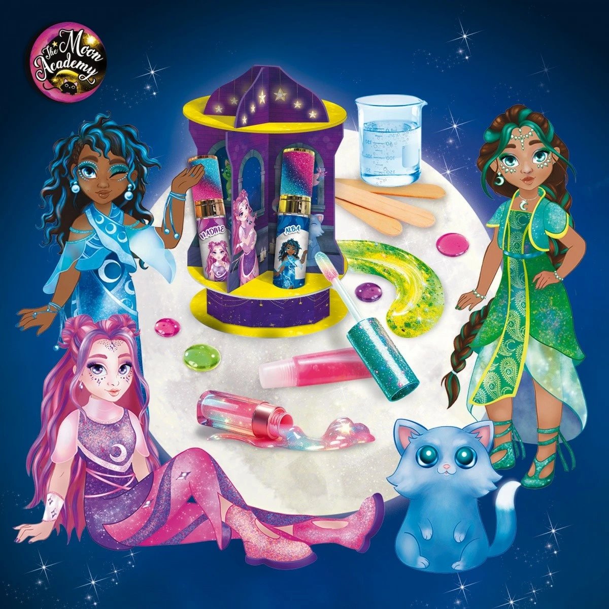 Set kozmetikash Moon Academy, Moonlight Lip Glosses, për vajza, Multikolor