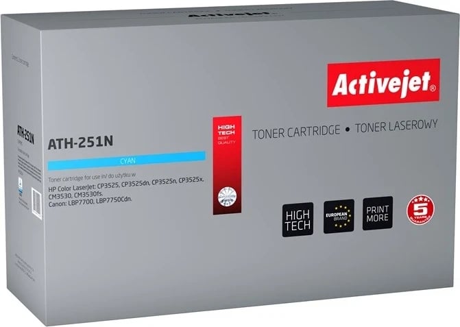 Toner Activejet ATH-251N, për HP 504A CE251A dhe Canon CRG-723C, Cian