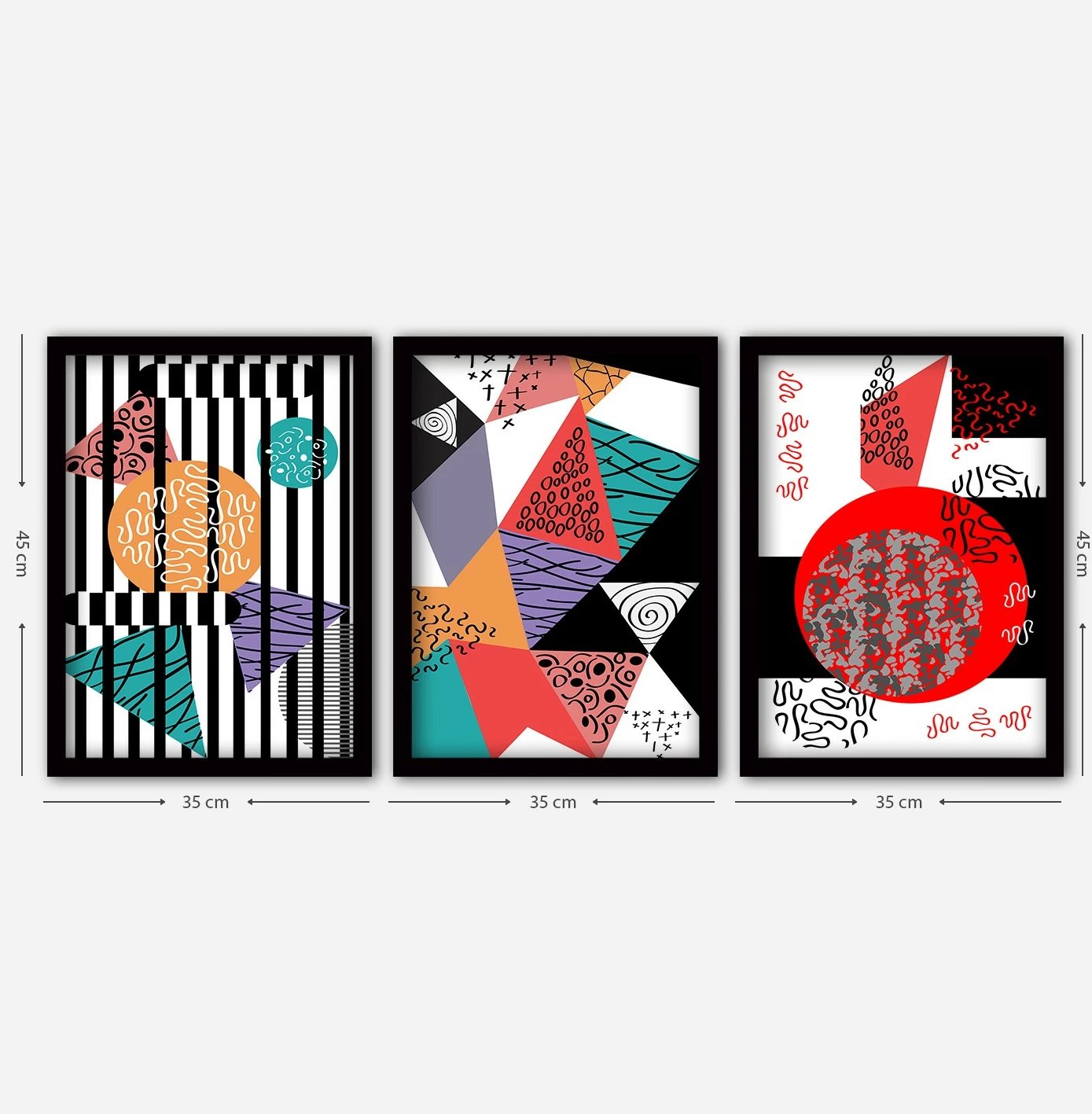 Pikturë dekorative me kornizë (3 copë), Wallity, 3SC100