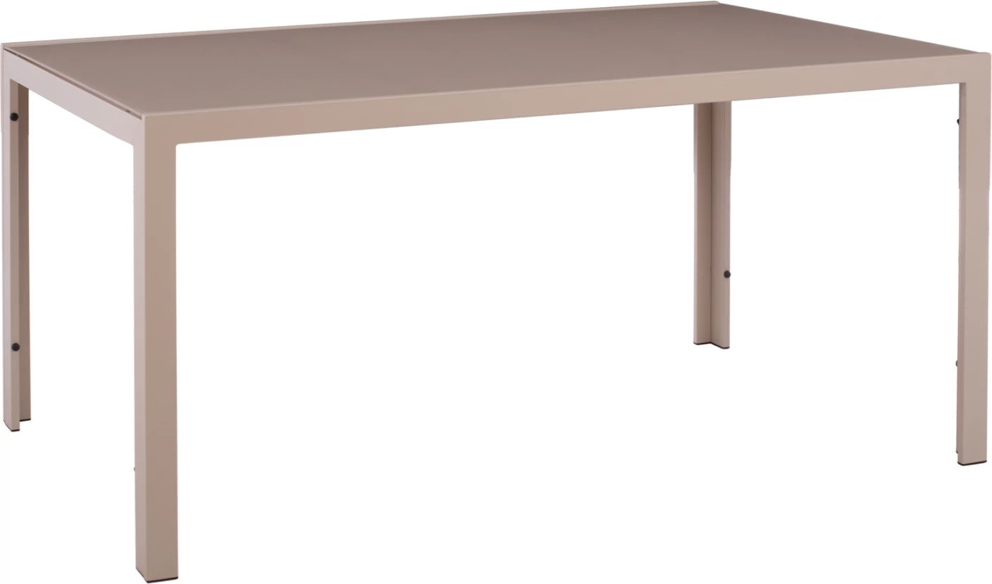 Tavolinë drejtkëndore metalike, ngjyrë kapuçino, me xham, FH5767.04, 150x90x75 cm