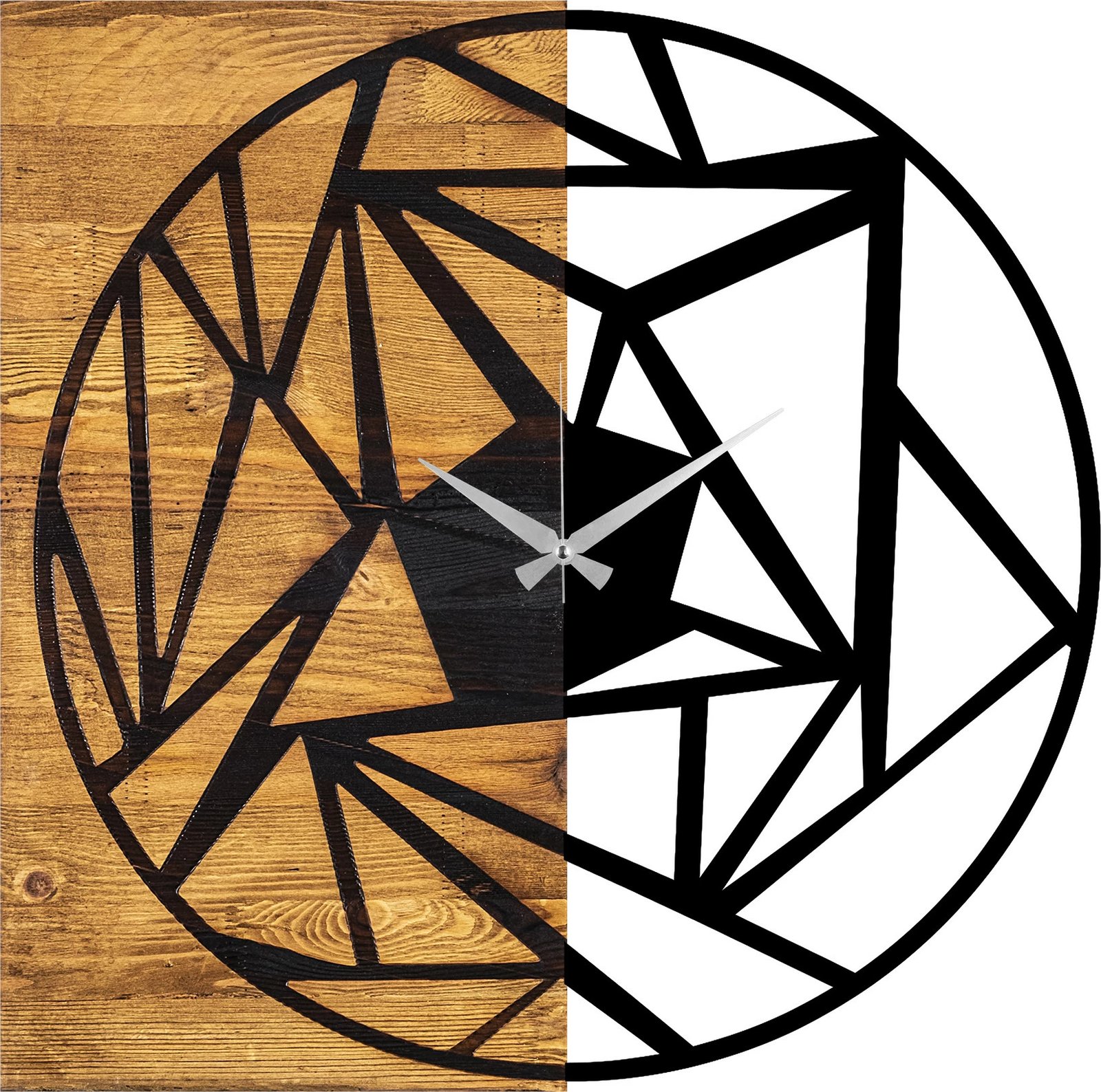 Orë muri dekorative prej druri Wallity, ngjyrë arre dhe e zezë, 60x3x58cm