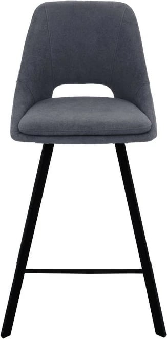 Karrige për bar Initiate, material teddy, ngjyrë gri e errët, këmbë metalike të zeza, 48x56x98cm (2 copë)