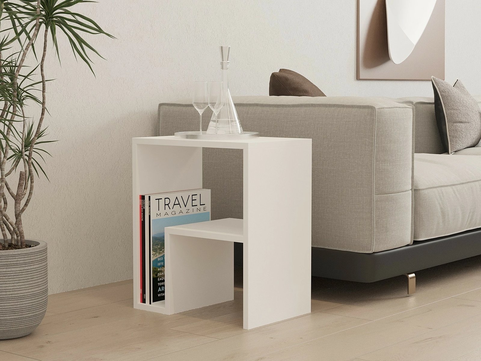 Tavolinë anësore Hanah Home, Yepa, e bardhë