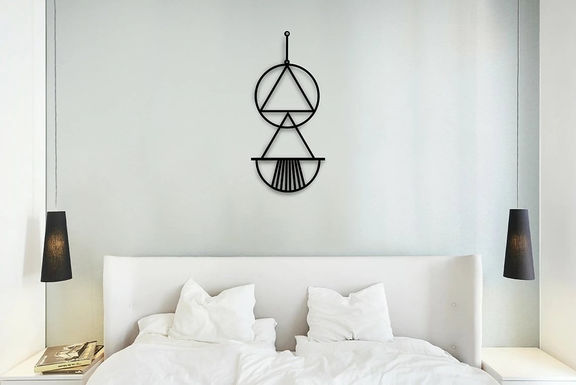 Aksesor dekorativ metalik për mur, dizajn abstrakt, Wallity, ngjyrë e zezë, 30x70cm