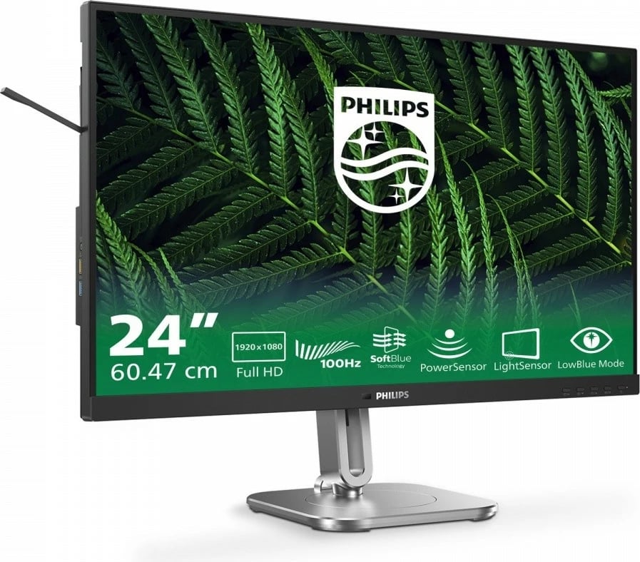 Monitor Philips 24B2G5200, 23.8", IPS, Full HD, 100Hz, me altoparlantë, Grafit