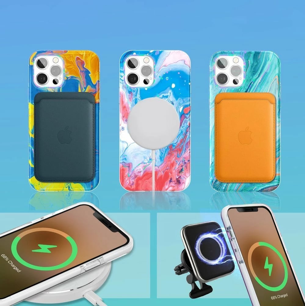 Mbështjellës Kingxbar Watercolor Series për iPhone 12 Pro Max, verdhë/blu