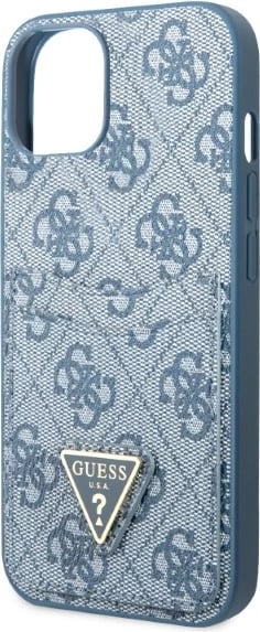 Mbështjellës Guess GUHCP13SP4TPB për iPhone 13 mini 5.4", kaltër, me xhep kartelash