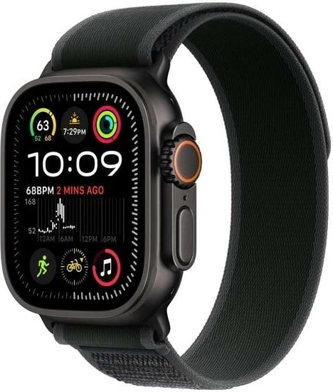 Smartwatch Apple Watch Ultra 2 GPS + Cellular 49mm, Kasë Titanium e Zezë, Black Trail Loop M/L