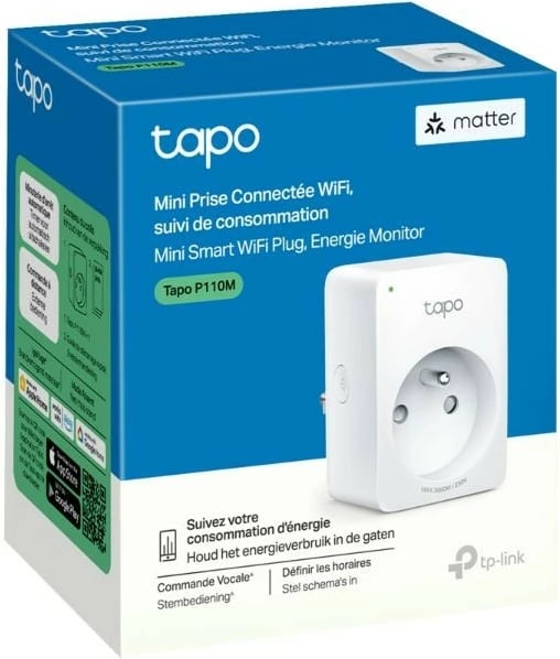 Prizë e mençur TP-LINK Tapo P110M, monitorim i konsumit të energjisë, e bardhë