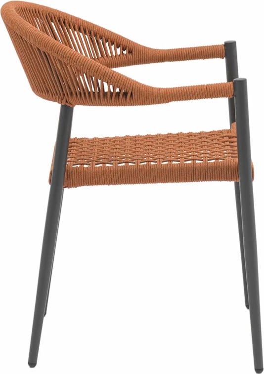 Karrige për kopsht Freiburg alumini, litar i zi, natyral, e kuqe tullë