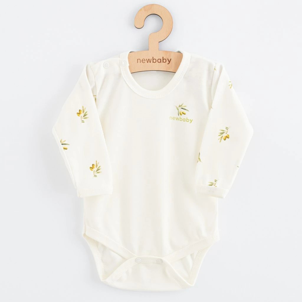 bodi për bebe, New Baby, Olives, me mëngë të gjata, pambuk organik 100%, madhësia 74 (6-9m), bezhë