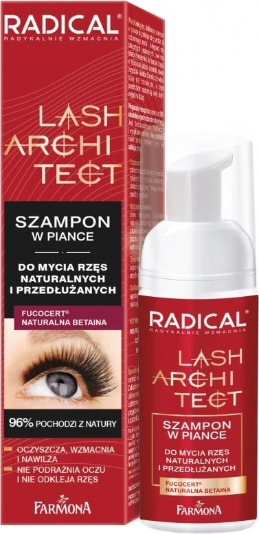 Shkumë shamponi për qerpikë dhe fytyrë Farmona Radical Lash Architect për femra, 50ml