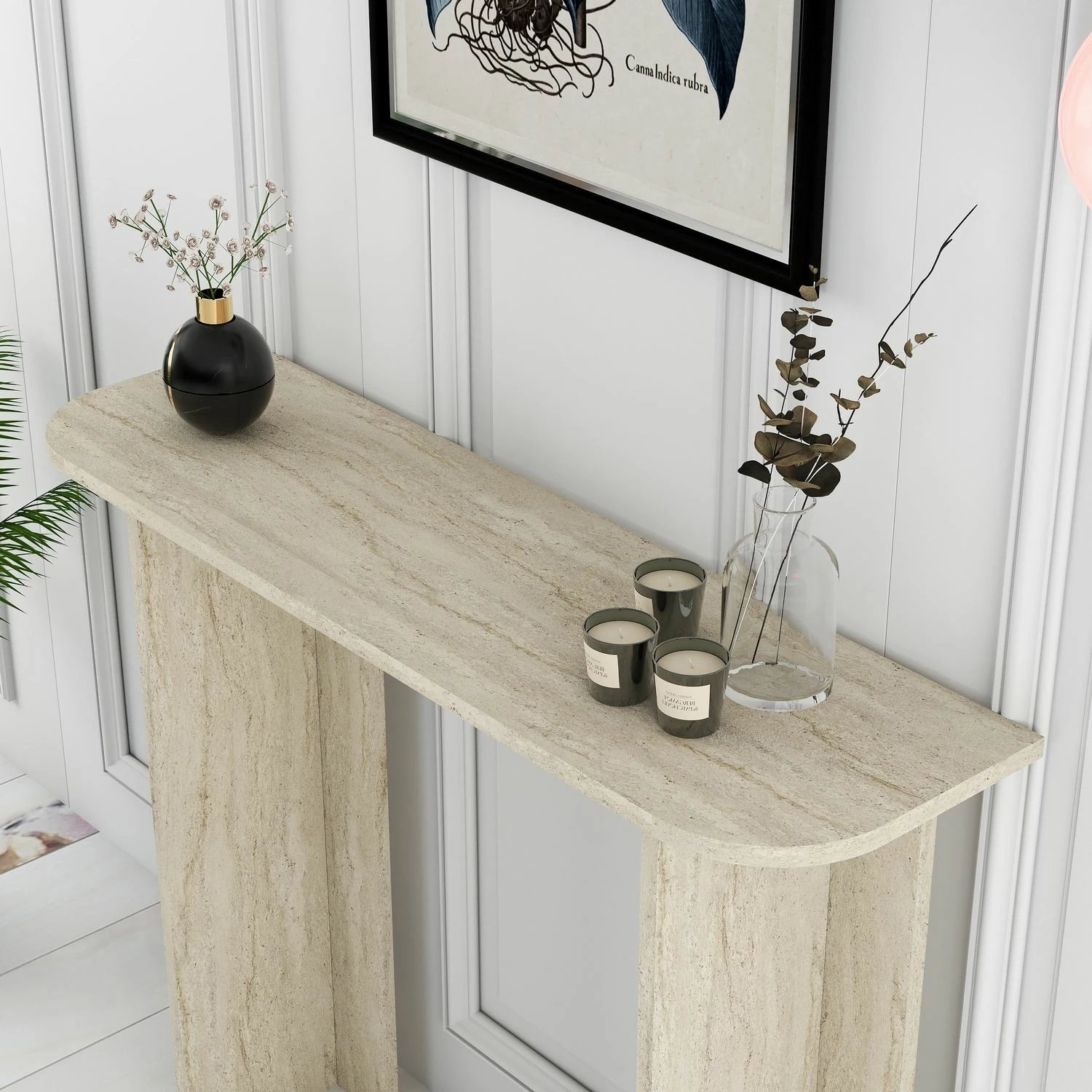 Tavolinë grimi, ngjyrë travertin, Skye Decor, Modena