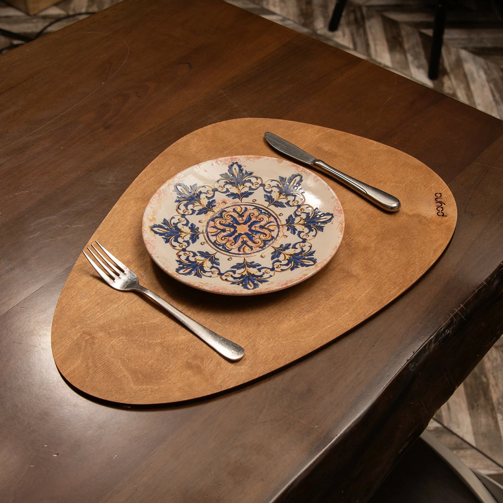 Set nënshtrues tavoline prej druri, 4 copë, Hermia, dardhë - arre