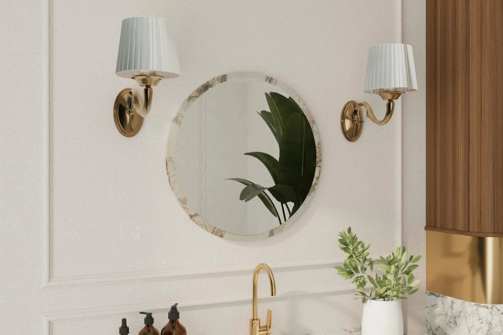 Pasqyrë dekorative, ngjyrë mermeri, Skye Decor, 60x60cm